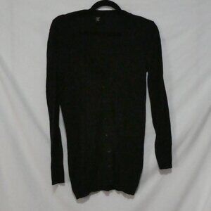 JACOB | medium | Black Knit Button-Up V-Neck Cardigan